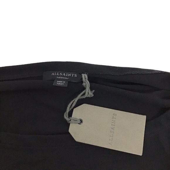 AllSaints Rita Oversize Tee Top Women's Medium M Black Long Sleeve Drop Shoulder - Picture 5 of 6